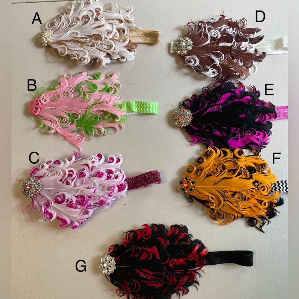 Handmade fancy feather headbands. Brand new. Buy more save more